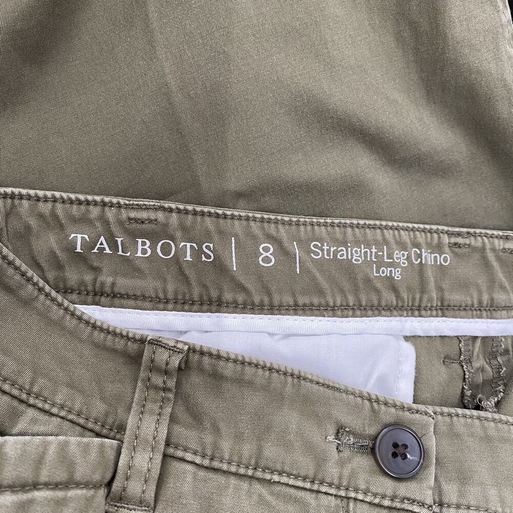 Talbots Straight Leg Long Chino Pants Women’s Size 8 Preppy Moss Green Tall - Picture 2 of 14